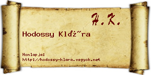 Hodossy Klára névjegykártya